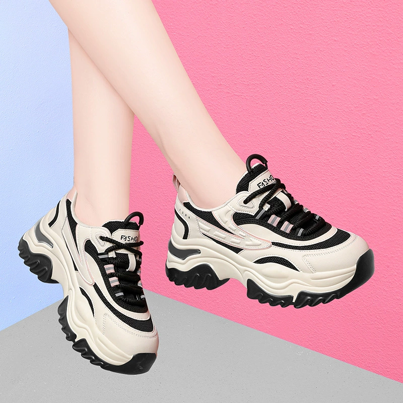 Спортивные кроссовки для женщин 2025, новые весенние универсальные ультралегкие кроссовки с толстой подошвой для увеличения роста, повседневные женские спортивные кроссовки