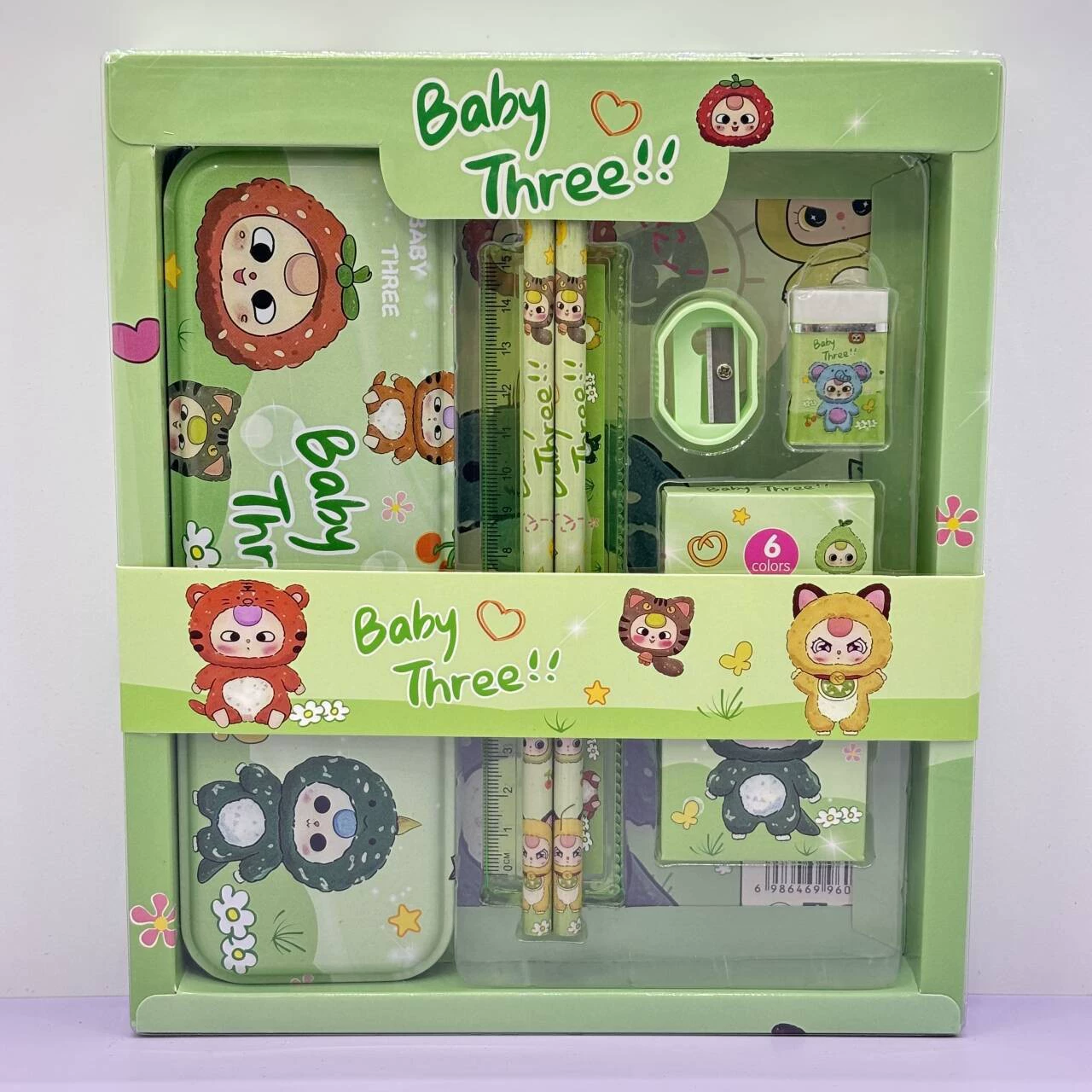 Stationery for students, set, pencil case, crayons for kindergarten