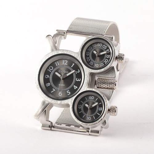Oulm Men's Quartz Watch, Bestselling Watch for Export, Steel Mesh Strap, Fashionable Men's Watch with Large Dial, Cross-Border Selling