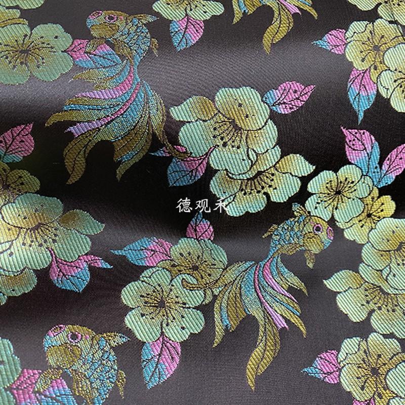 锦鲤山茶提花面料仿宋锦国风马甲背心旗袍唐装汉服裙春夏新款布料