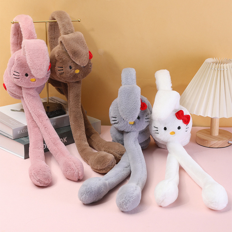 Warm Plush Earmuffs with Moving Rabbit Ears, Cute Cartoon Fashion Headphones, Cold-Proof Ear Protection Earmuffs