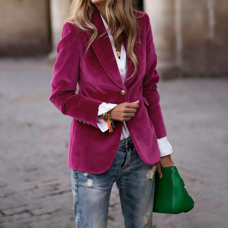 New European and American Cross-Border Amazon Independent Site Ebay Velvet Elegant Casual Slim-Fit Blazer