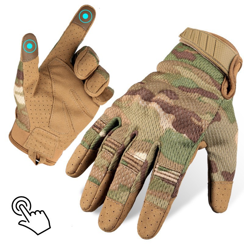 Guantes tácticos transfronterizos de dedos completos, guantes para deportes al aire libre, guantes resistentes al desgaste para montañismo y escalada en roca, guantes tácticos transpirables con pantalla táctil