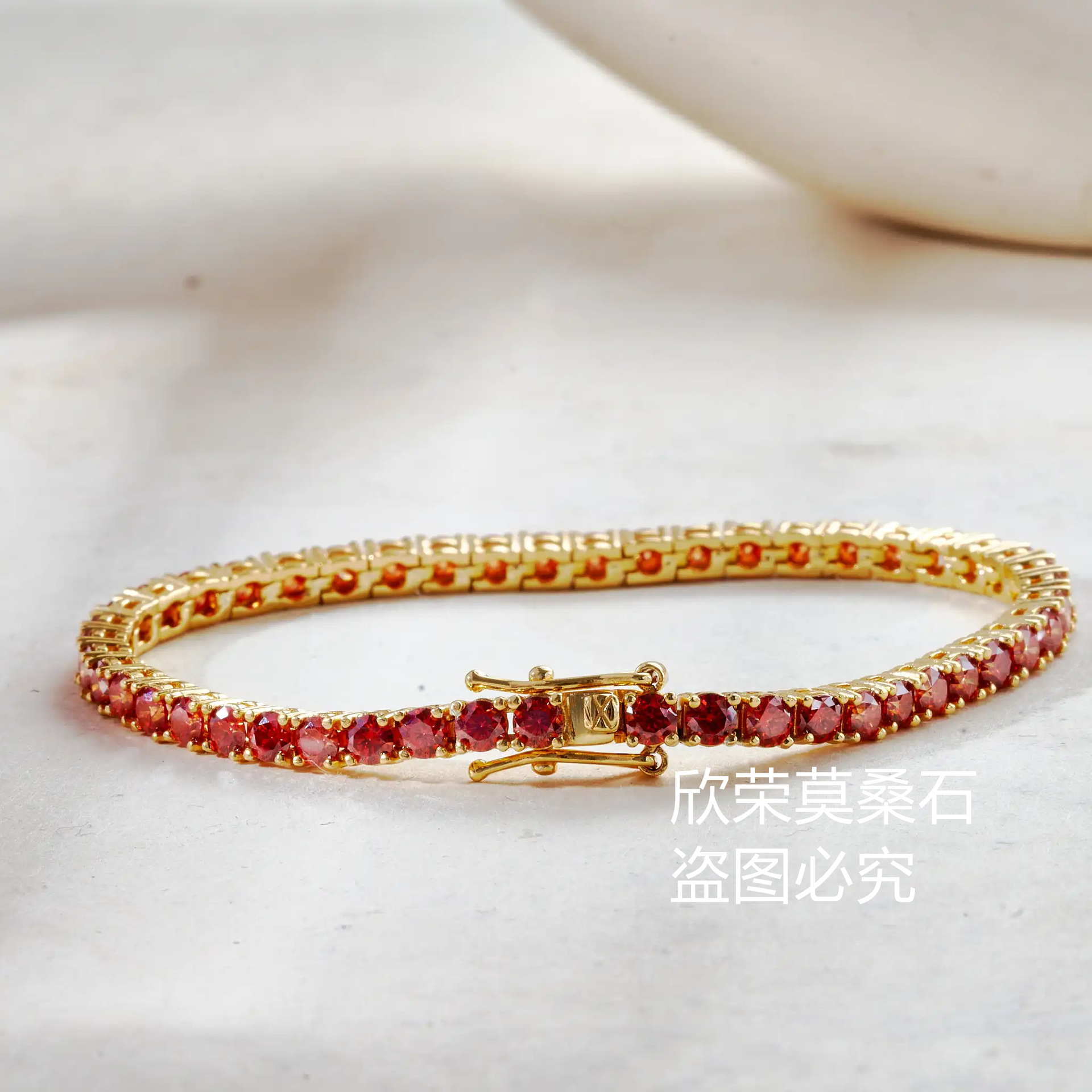 3mm/4mm/5mm rojo granada plata esterlina S925 pulsera de moissanita con certificado GRA joyería de temperamento simple de lujo ligero