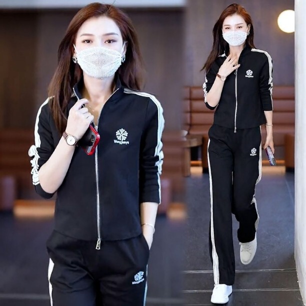 Casual sports suit women's 2023 Spring and Autumn new fashion age-reducing versatile temperament wide-leg pants two-piece suit Casual sports suit women's 2023 Spring and Autumn new fashion age-reducing versatile temperament wide-leg pants two-piece suit