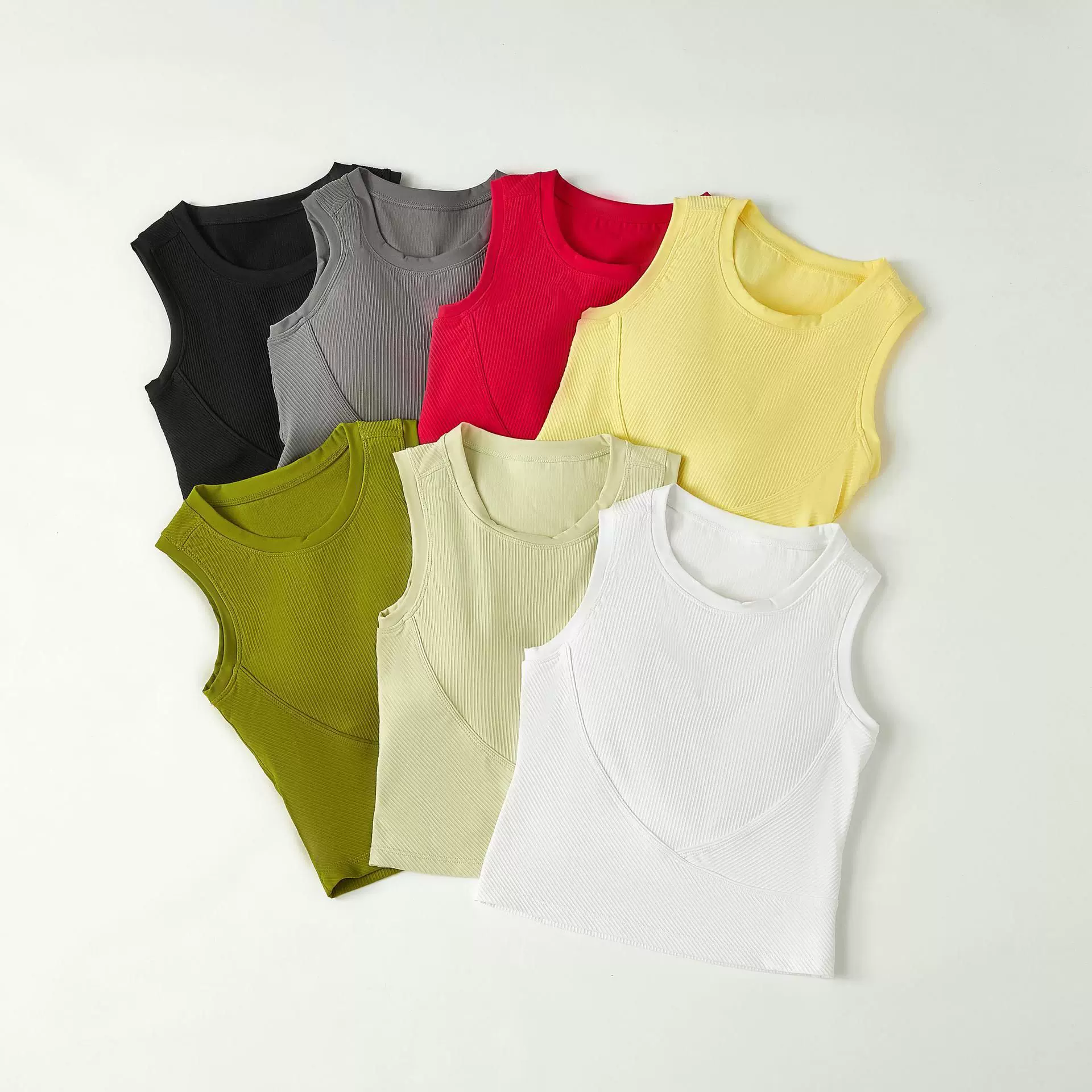 专业瑜伽服运动背心女外穿紧身短款带胸垫跑步速干无袖健身上衣夏