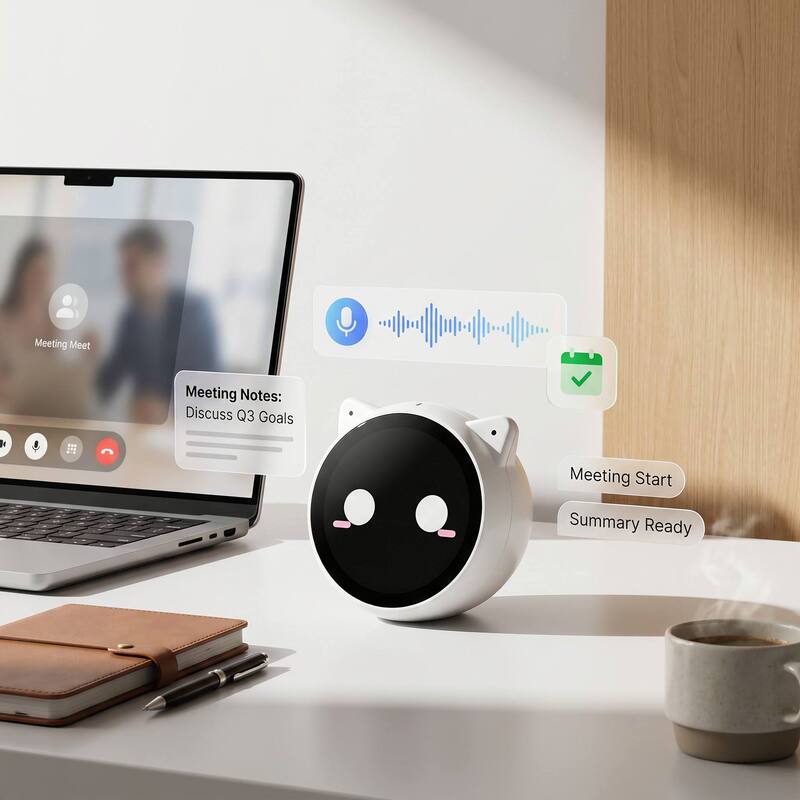 Cat Ear Smart Ai Speaker, Doubao Voice Assistant, Desktop Office Meeting Recording Robot
