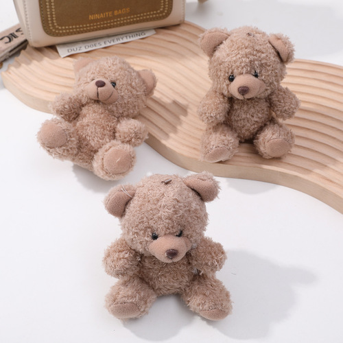 Adorable Fluffy Plush Sitting Bear Keychain DIY Novelty Backpack Accessory Wholesale for Women