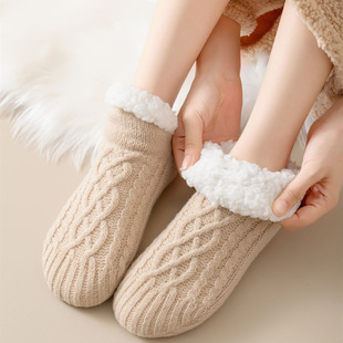 Winter warm non-slip floor socks adult home fleece-lined shoes socks thickened indoor dispensing socks socks wholesale