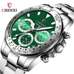 Dawn Multifunctional Three Eyes Six Needles Men's Alloy Sports Watch Cross-Border Waterproof Luminous Decorative Calendar Quartz Watch