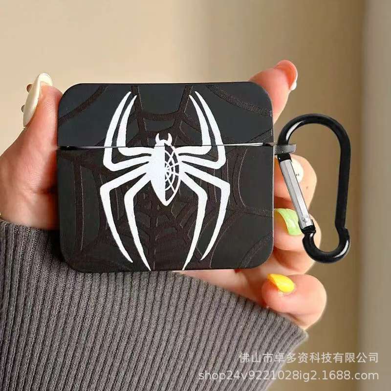 Gran araña para Airpods Apple Bluetooth auriculares inalámbricos cubierta de cubierta cuadrada contra caídas dibujos animados creativos