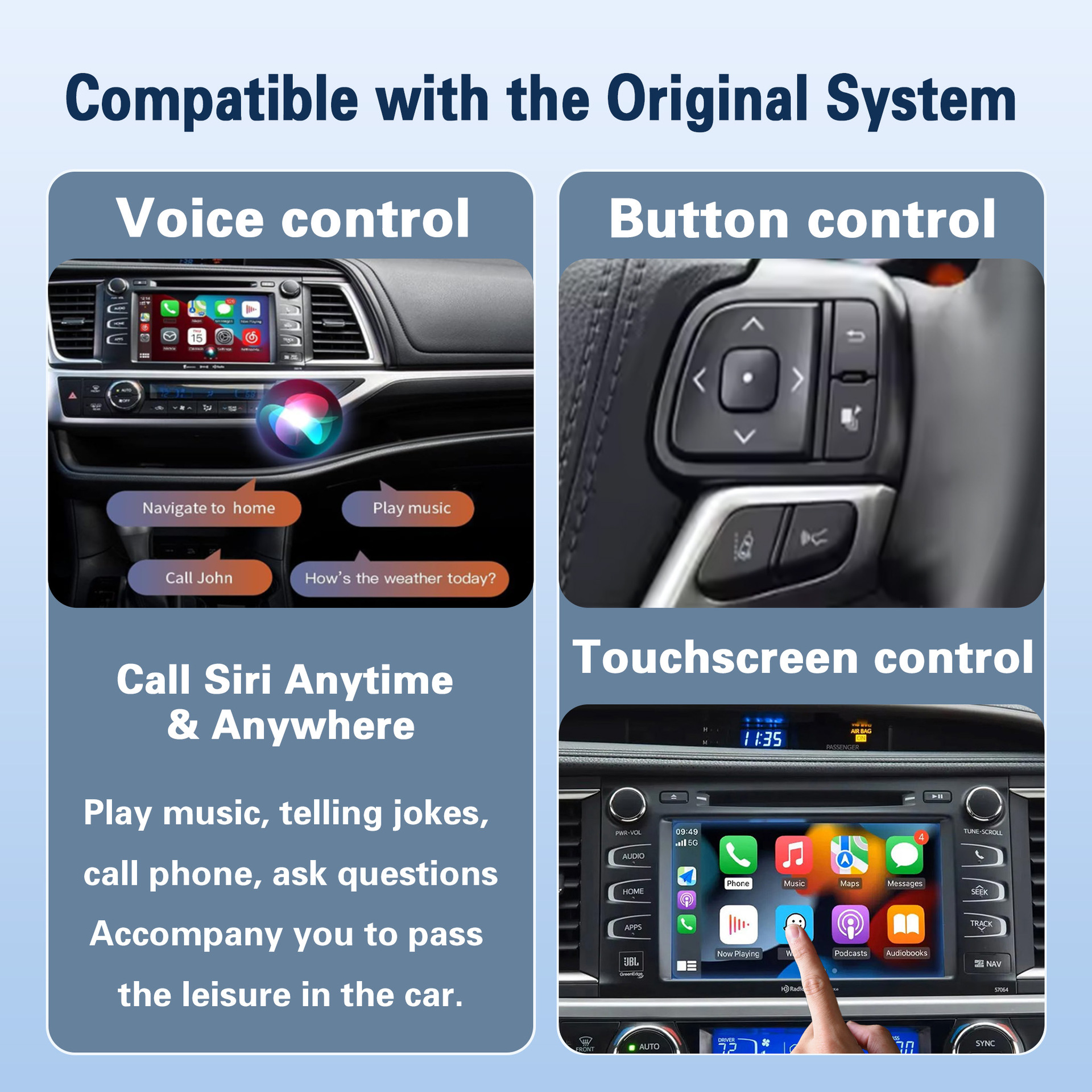 Suitable for Toyota Wireless Carplay/Hicar/Android Auto Original Screen Upgrade Decoder Interconnection Module