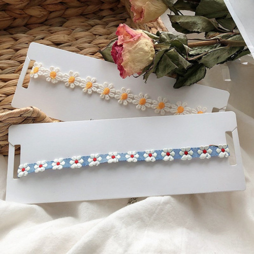 Primary School Real Same Series Choker Daisy Lace Flower Necklace Choker Short Lock Chain Women Trend Korean Version