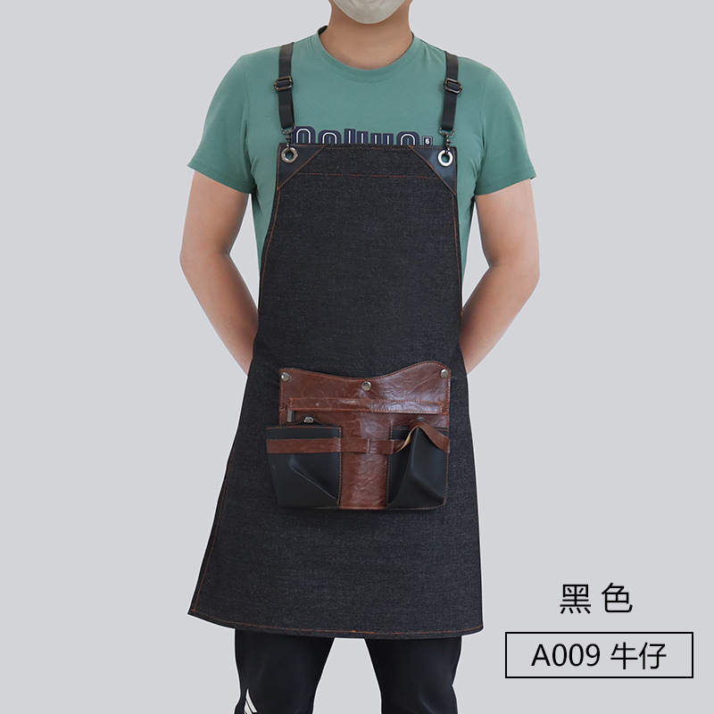 Transfronterizo Amazon delantal vaquero bolsa de herramientas desmontable barbería ropa de trabajo delantal al por mayor personalizado
