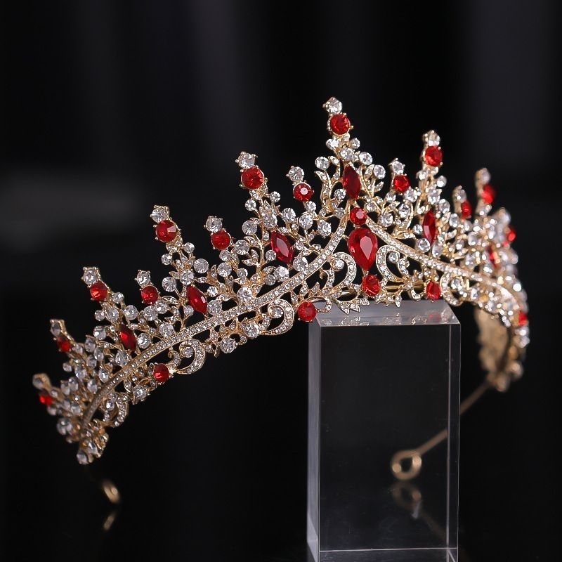 Corona de novia roja estilo coreano nueva corona de boda princesa accesorios vestido de boda vestidos de cabello coroa de cumpleaños