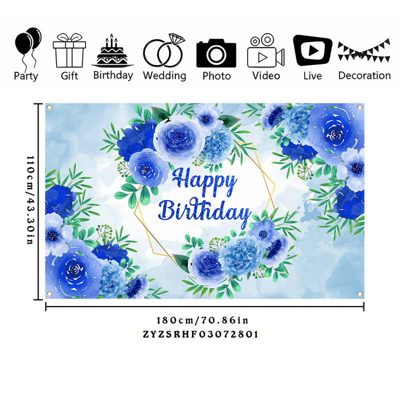 跨境新款生日快乐背景布横幅装饰节日派对氛围场景布置用品旗帜|undefined