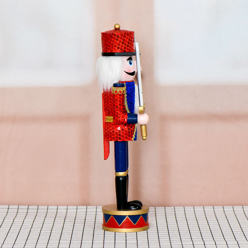 36cm cascanueces soldados marionetas hombre azul rojo sequinilla stand tambor decoración para el hogar artesanía de Navidad