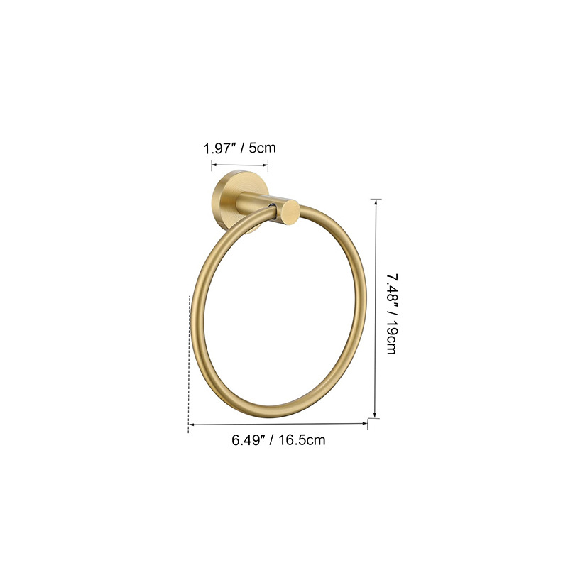 Baño transfronterizo Juego de colgantes de oro cepillado de acero inoxidable Barra de toalla Anillo de toalla Soporte de rollo de papel Gancho para ropa Kit de baño