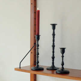 法式烛台金属铁艺复古摆件黑色烛台圣诞万圣节装饰婚庆道具蜡烛架