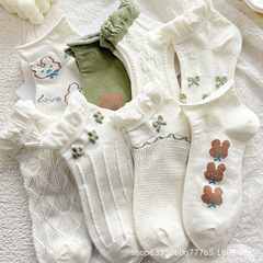 白色襪子女可愛日系夏款短襪ins潮薄款短筒夏天低幫隱形花邊船襪