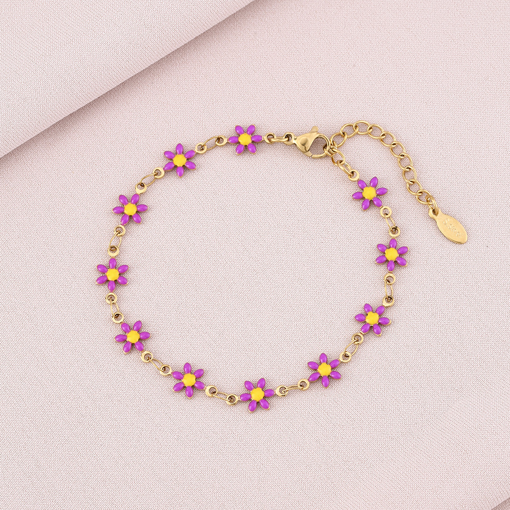 12g Weight 0.03µm Gold Plating Thickness Electroplating Gold Plating Process 18K Gold Plated Plating Material 201 Stainless Steel Pendant Material Water Plating 18K Gold Plated Flower Stainless Steel Basic 304 Stainless Steel Bracelets