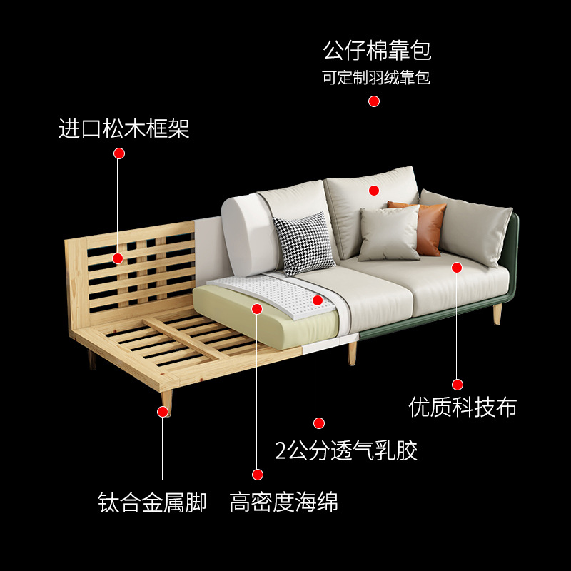 意式极简布艺沙发客厅组合现代简约小户型家具轻奢免洗科技布乳胶