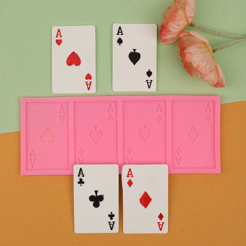 Bricolaje poker decoración molde fondant cake chocolate herramienta para hornear molde de pastel molde de jabón hecho a mano