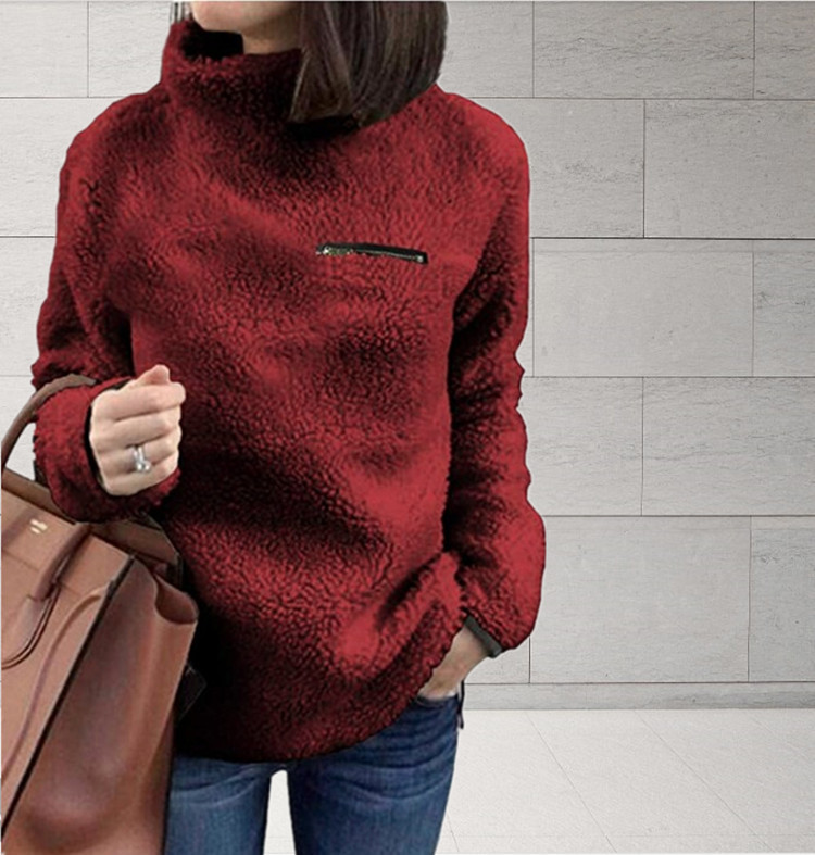 Damen Hochabschließender Pullover Mit Reißverschluss Für Herbst_voghion.com