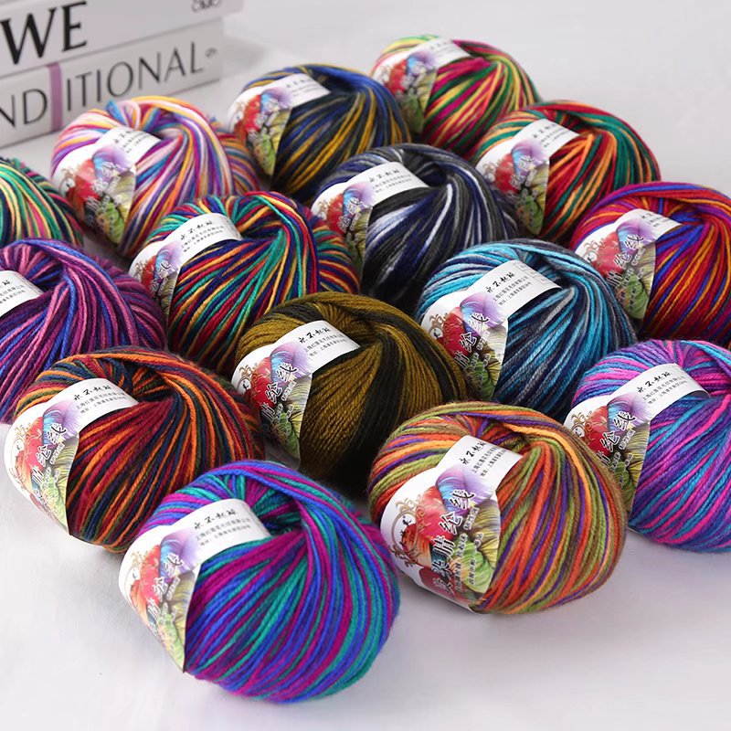 段染晴纶线4股腈纶线厂家现货批发中粗毛线手编钩织拖鞋鞋垫坐垫