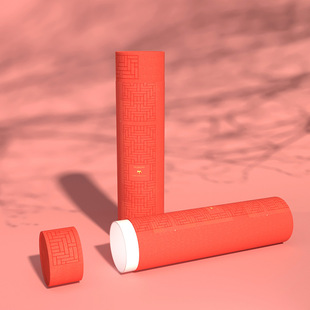 Customized Spring Festival Couplet Cylindrical Packaging Box Paper Tube Jar with Lid Calligraphy, Painting, Calligraphy and Painting Wall Calendar Cylindrical Packaging Paper Jar Red