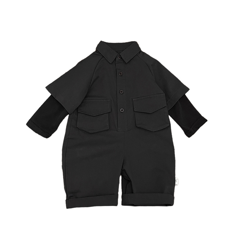 Ropa infantil coreana guapo hombre bebé primavera moda falsa dos piezas unidad de ropa de bebé nuevo viento ropa de escalada