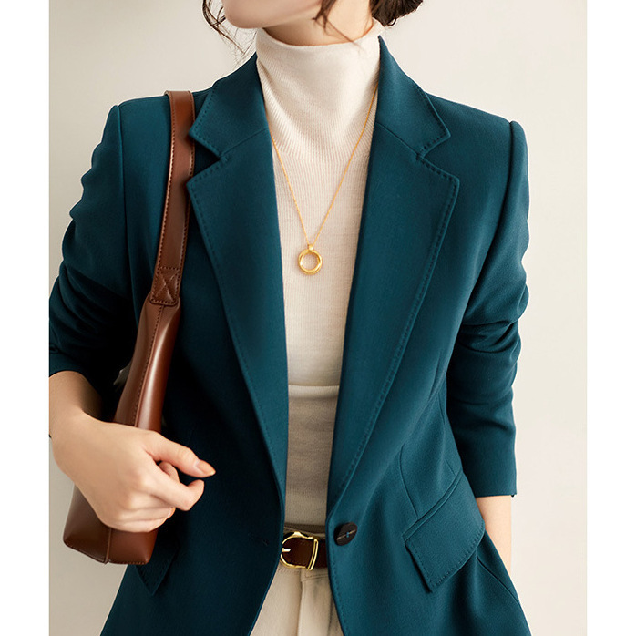 Japanese-Style High-End Tailored Blazer, Elegant Slim-Fit Design, 2026 Spring and Autumn New Women's Short Blue Suit