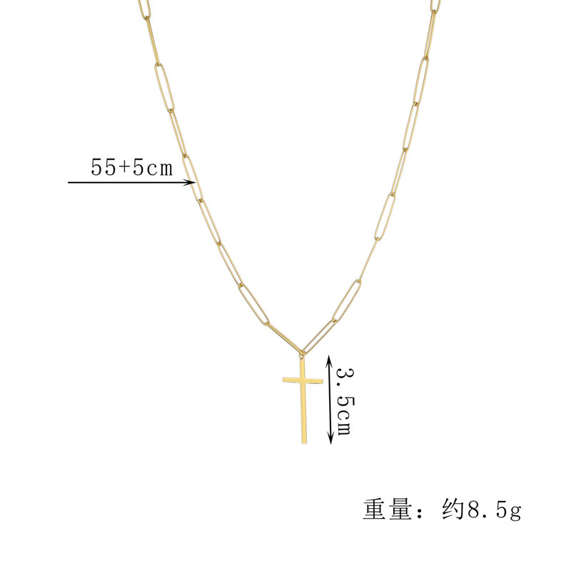 Retro Simple Wind Butterfly Cross Necklace Korean Personality Titanium Steel Pendant Clavicle Chain Jewelry display picture 20