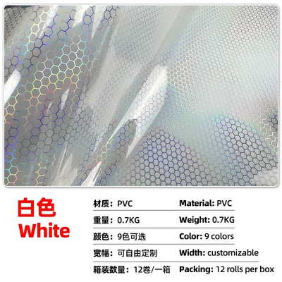 Car Headlight Film Laser Honeycomb Transparent Headlight Color Changing Film Grid Rainbow Car Light Color Changing Film 12 Colors (Car headlight protective film) - white-30cm8m07kg