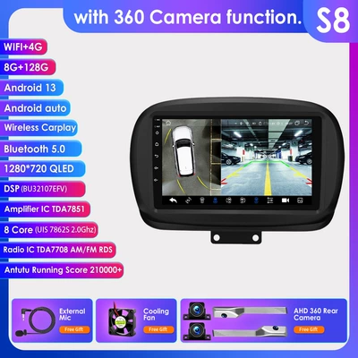 500X Android car central | DVD Navigation - with-360-camera-8128g-wifi4g-lte-version-7862-carplay-eight-core-9inch-suitable-for-14-20-fiat-500x