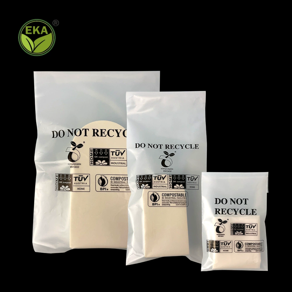 Индивидуальные полностью разлагаемые самоклеящиеся пакеты из кукурузного крахмала для трансграничных поставок биоразлагаемых самоклеящихся пакетов из PLA и экологически чистых упаковочных пакетов.