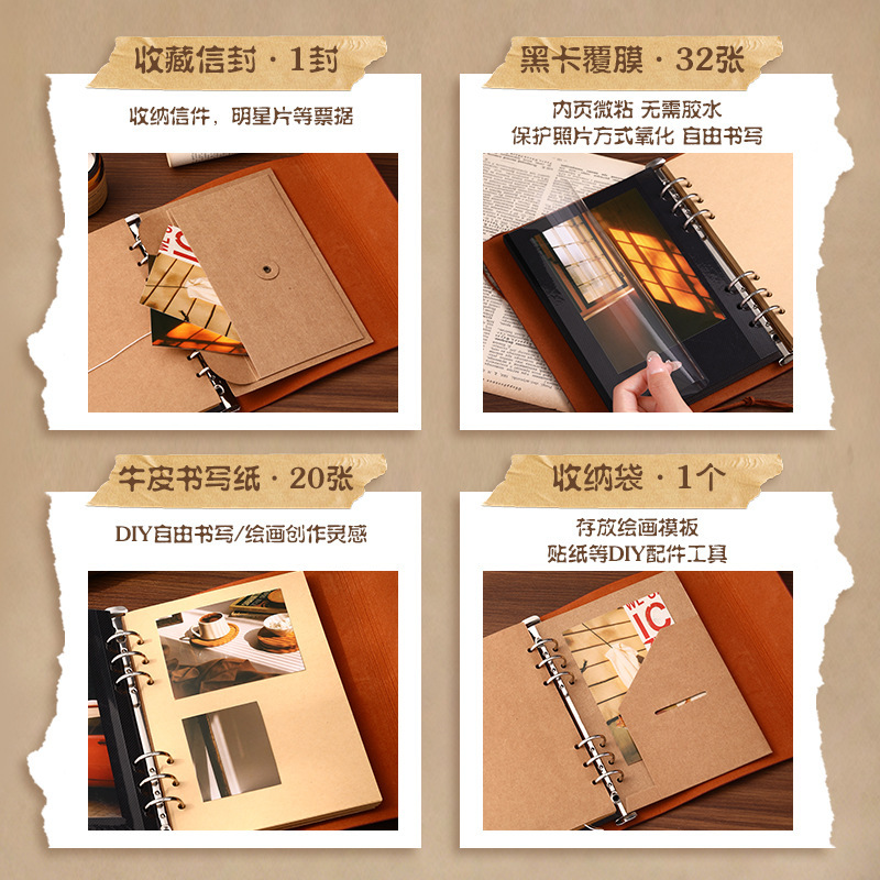复古情侣相册本旅行纪念册手帐笔记本可拆卸活页高颜值收纳册定制|undefined