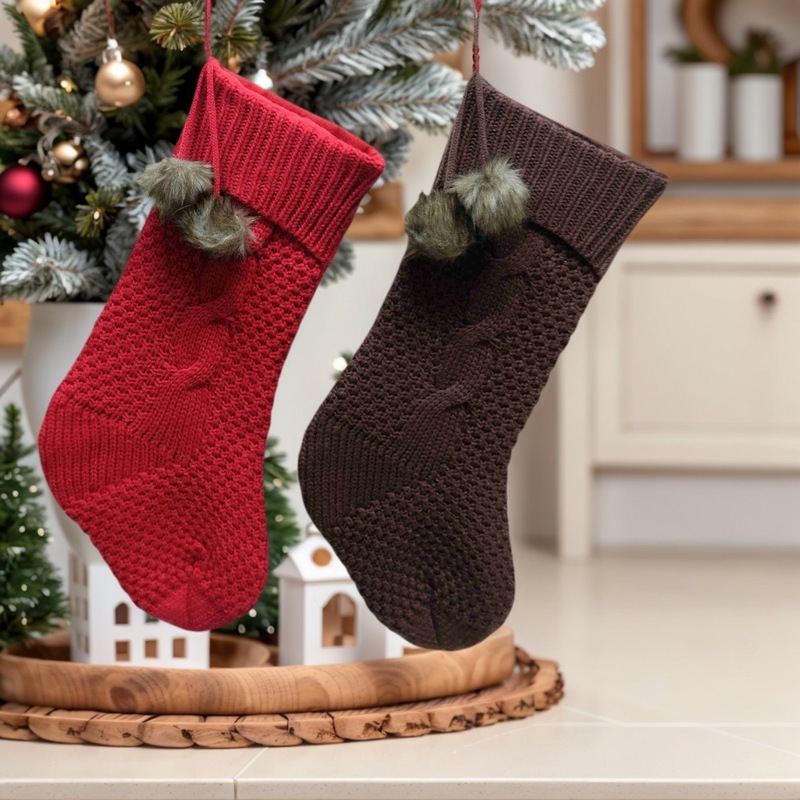 クリスマスメーカー既製クリスマスソックスレターウールぬいぐるみクリスマスギフトバッグパターン無地冬アメリカンホーム|undefined
