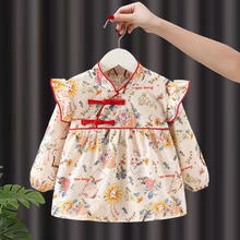 儿童罩衣秋冬长袖防水女宝宝中国风公主裙外穿洋气婴儿吃饭衣护衣