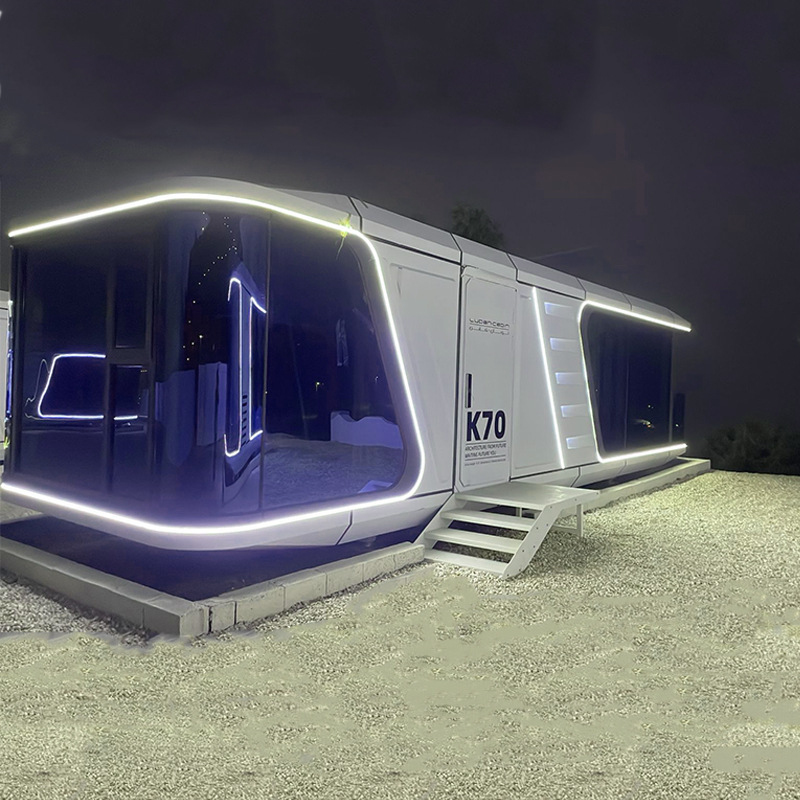 Casa de cápsula espacial al aire libre casa de campamento casa solar multifuncional cápsula casa plegable modular