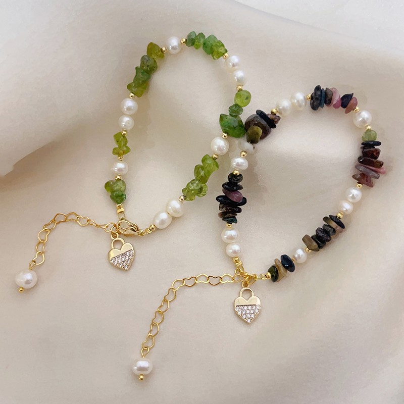 Original Design Heart Shape natural stone Plating Bracelets 1 Piece