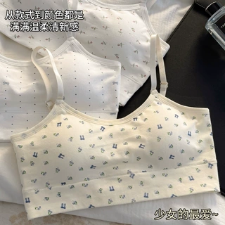 少女小清新风学生发育期运动背心防震透气固定一体杯无痕文胸背心