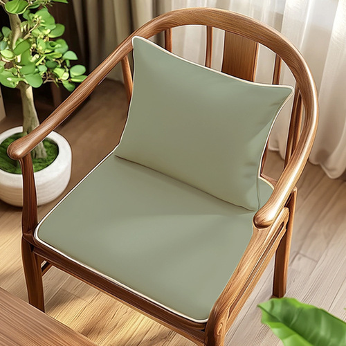 Waterproof and dirt-resistant technology cloth leather solid color Chinese-style solid wood chair cushion circle chair Tai shi chair dining chair tea chair seat cushion 