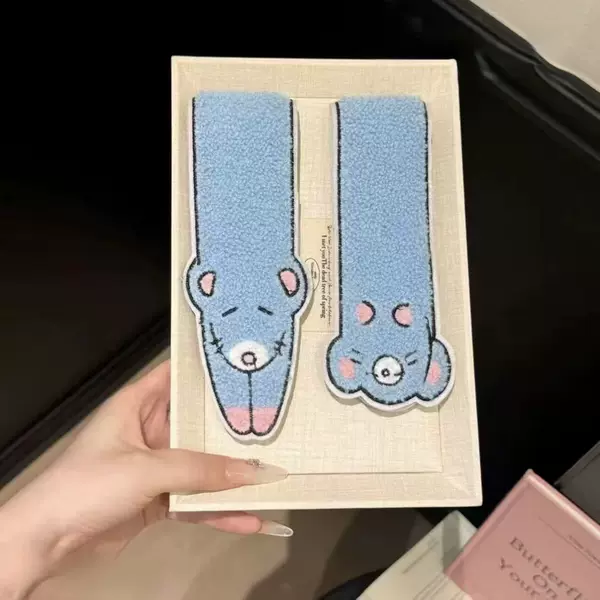 Cute long animal mouse hair band for face washing and bangs, dual-use for bun hairstyle, sweet and adorable hair accessory