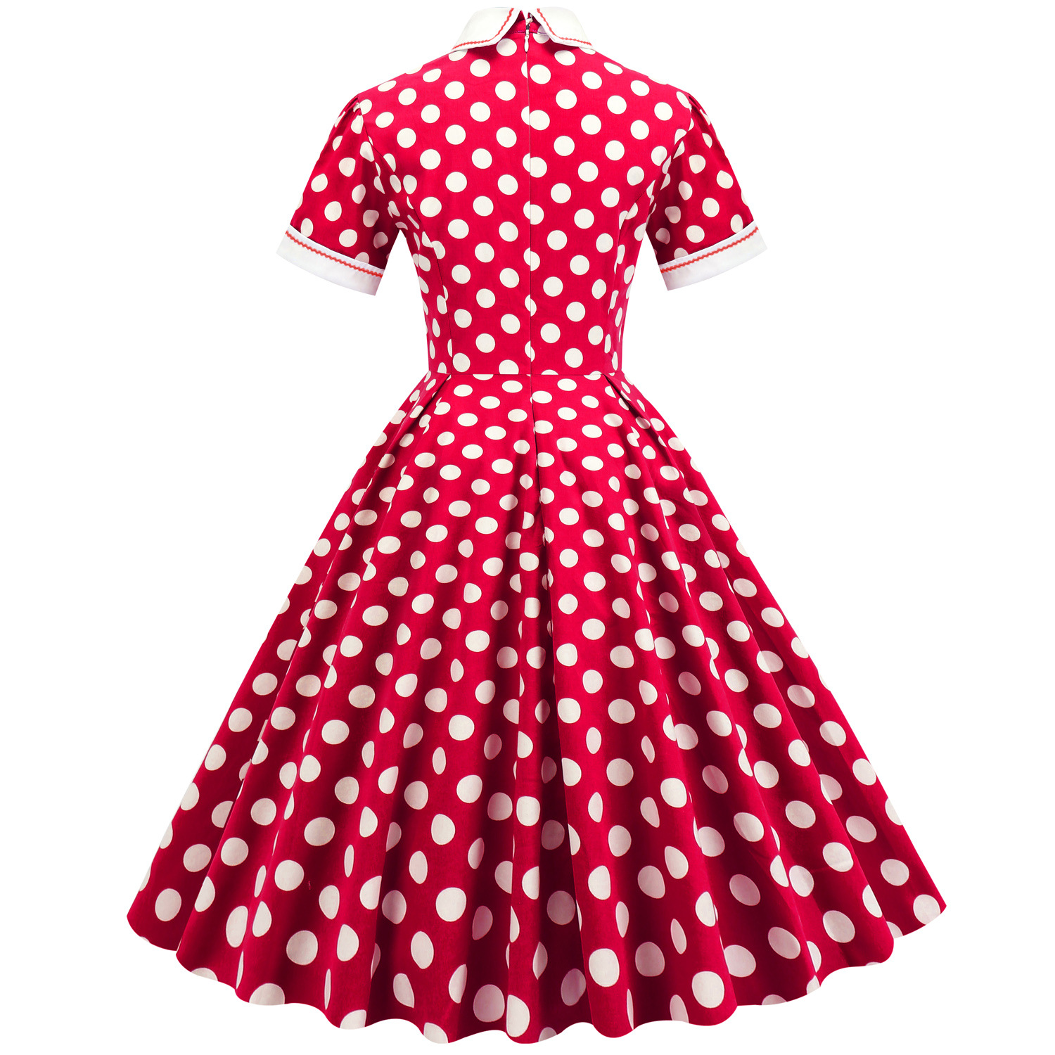 European And American Hepburn Style Court Elegant Temperament Polka Dot Photo Shoot Flared Vintage Date Bridesmaid Dress_ecoleips.com