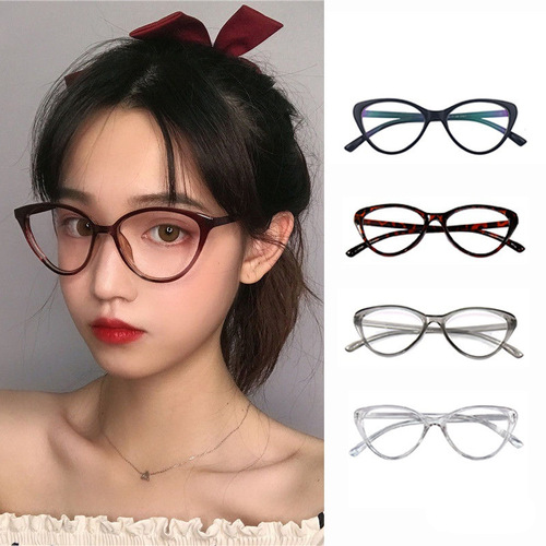  new Mona triangular cat glasses new cat-eye blue film anti-blue classic ultra-light black popular model
