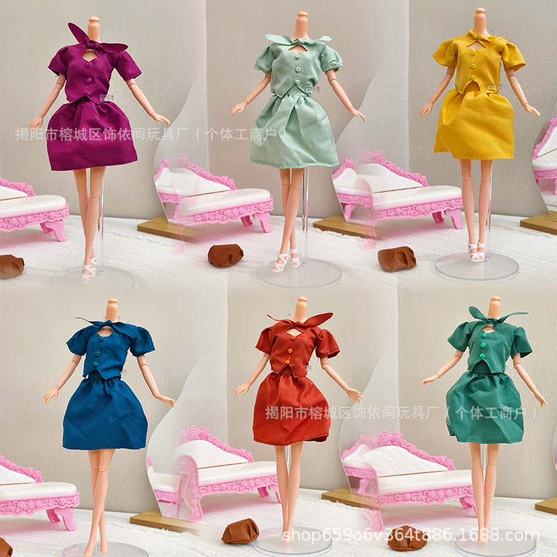 Cross-Border 30cm Barbie Doll Clothes Set Literary Suit Dress-Up Princess Clothing Accessories Wholesale Foreign Trade
