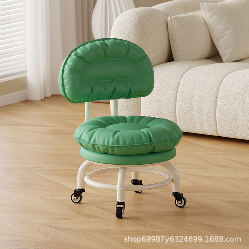 Rueda universal taburete pequeño polea taburete bajo para niños pequeños taburete redondo manicuría costura móvil con muñeca giratoria ligera