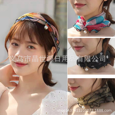 厂家现货夏季防晒网纱女套头小围脖面纱脖套护颈丝巾薄款时尚遮脸|ms