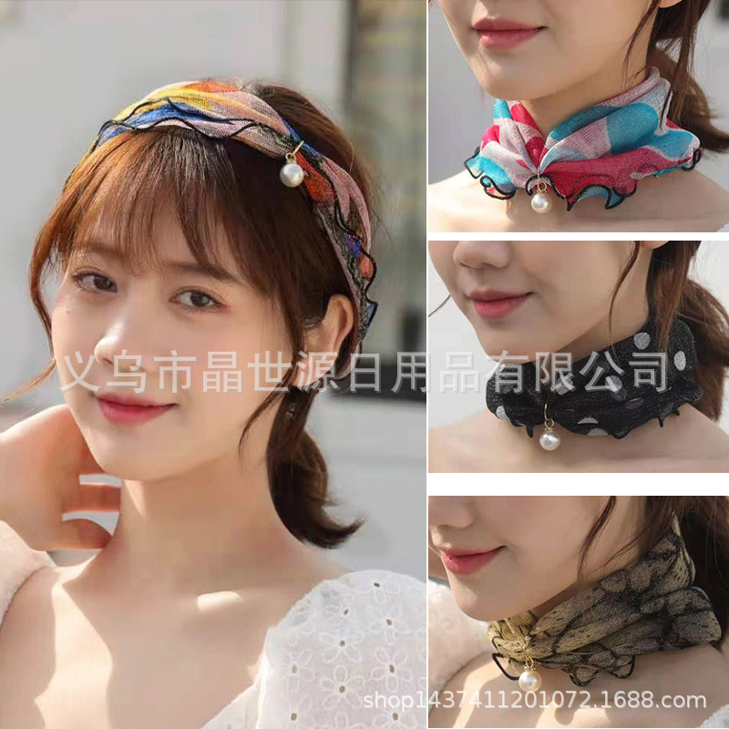 厂家现货夏季防晒网纱女套头小围脖面纱脖套护颈丝巾薄款时尚遮脸|ms